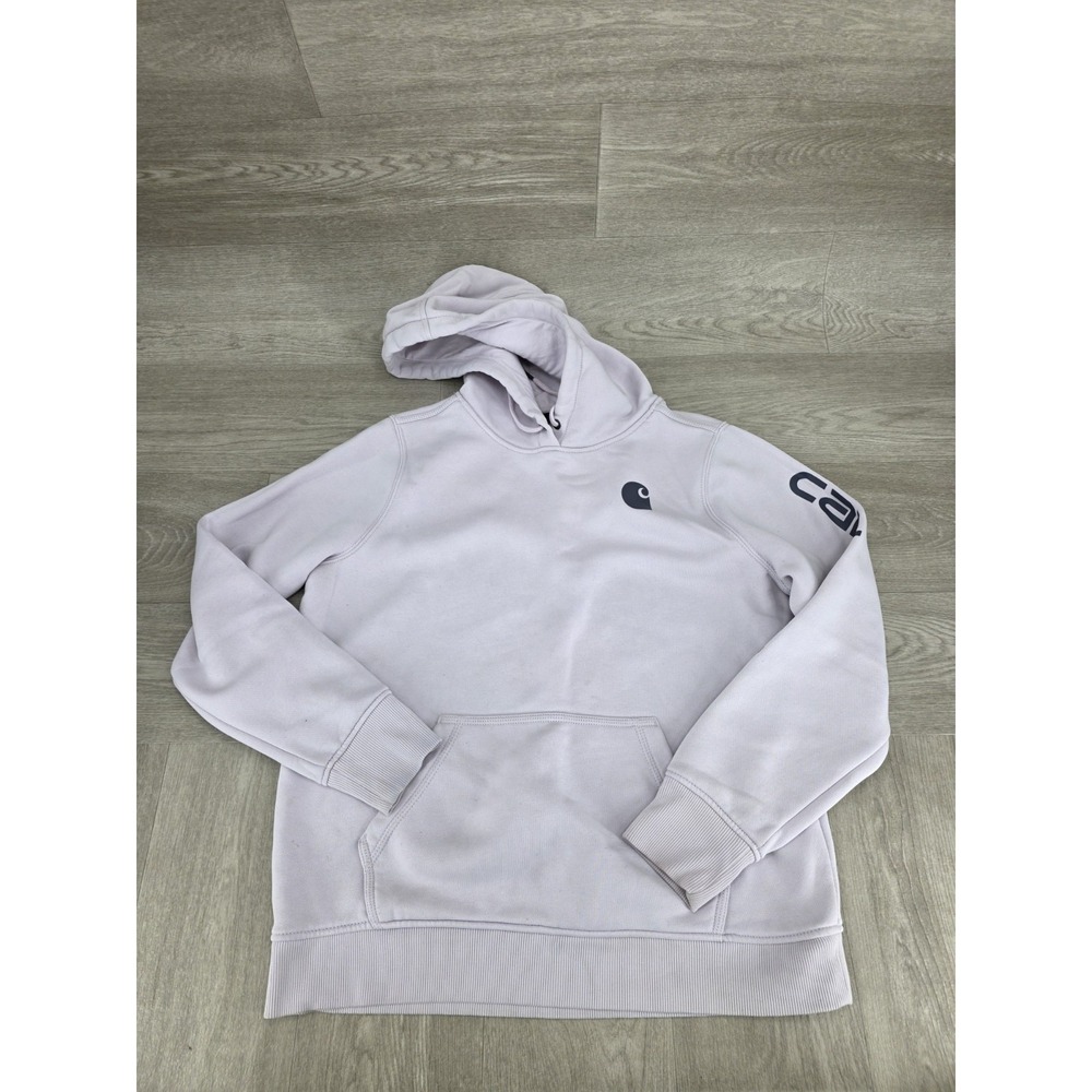 Carhartt Hoodie Women's Size‎ Large (12-14) Purple Relaxed Fit Logo Sweatshirt